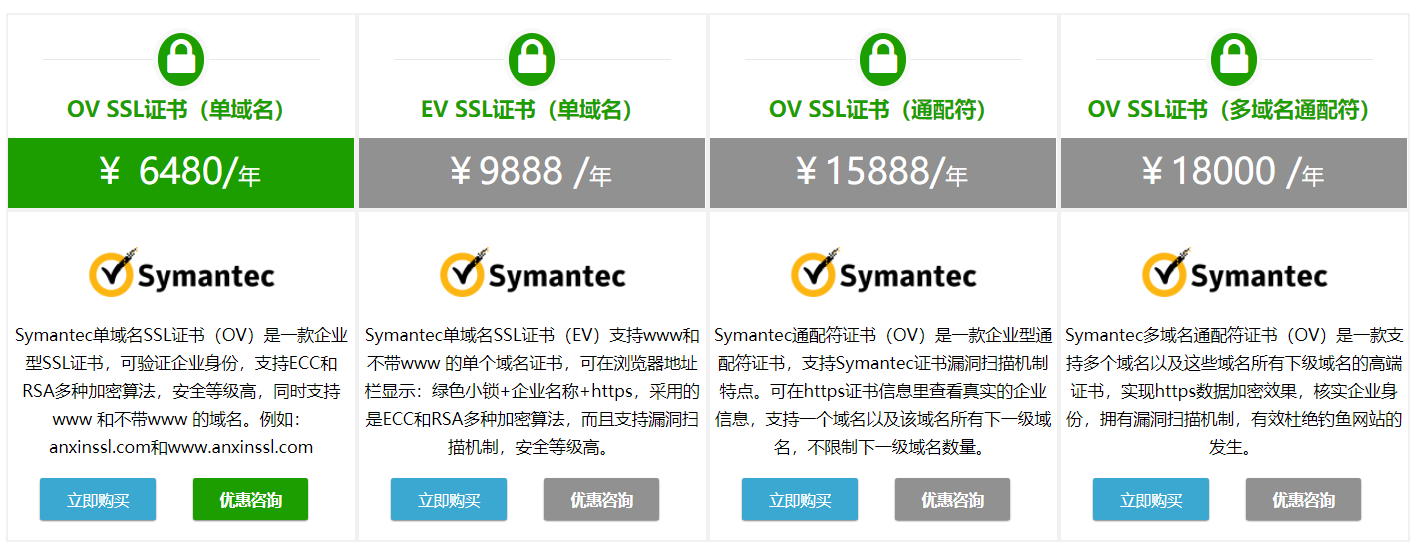 Symantec数字证书多少钱